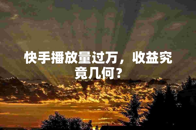 快手播放量过万，收益究竟几何？