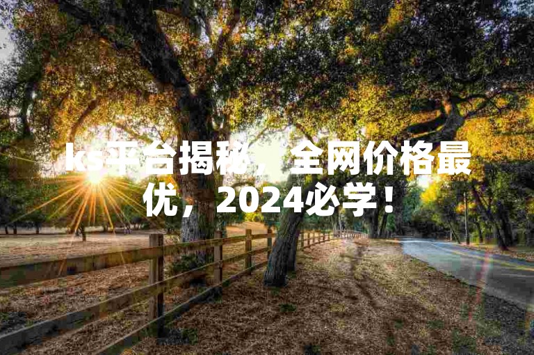 ks平台揭秘，全网价格最优，2024必学！