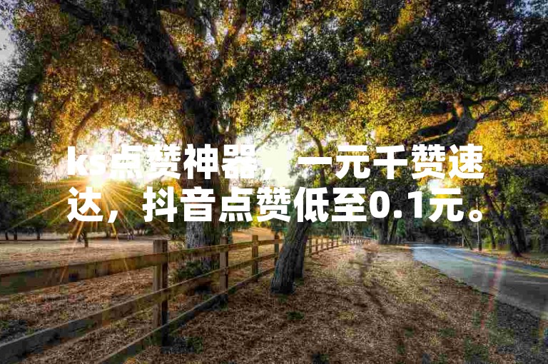 ks点赞神器，一元千赞速达，抖音点赞低至0.1元。