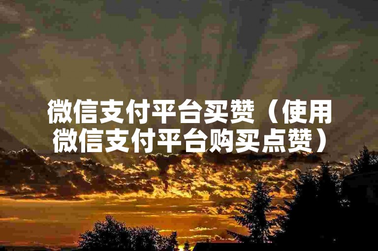 微信支付平台买赞（使用微信支付平台购买点赞）