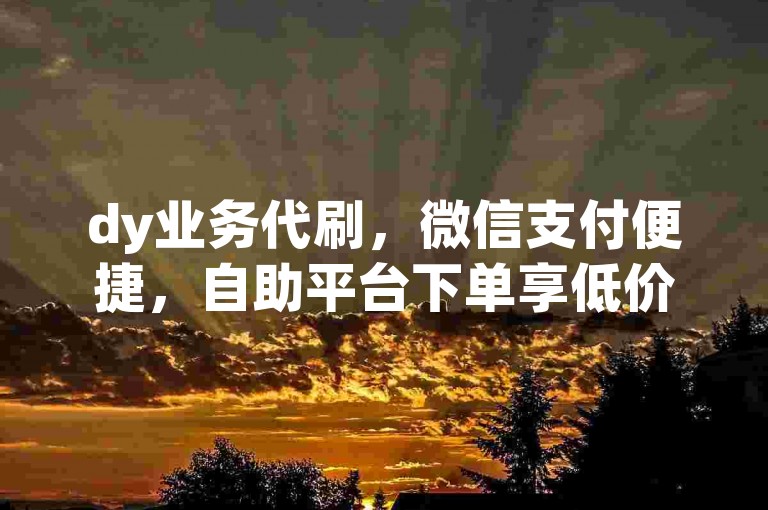 dy业务代刷，微信支付便捷，自助平台下单享低价。