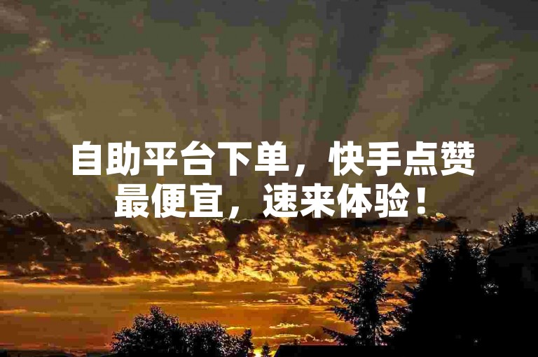 自助平台下单，快手点赞最便宜，速来体验！