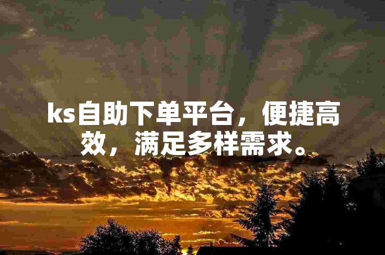 ks自助下单平台，便捷高效，满足多样需求。