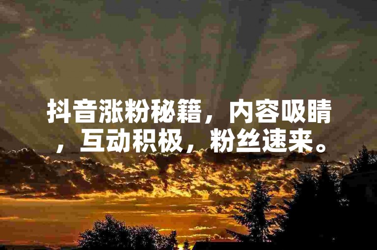 抖音涨粉秘籍，内容吸睛，互动积极，粉丝速来。