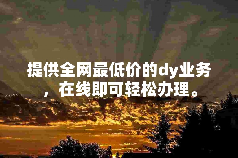 提供全网最低价的dy业务，在线即可轻松办理。
