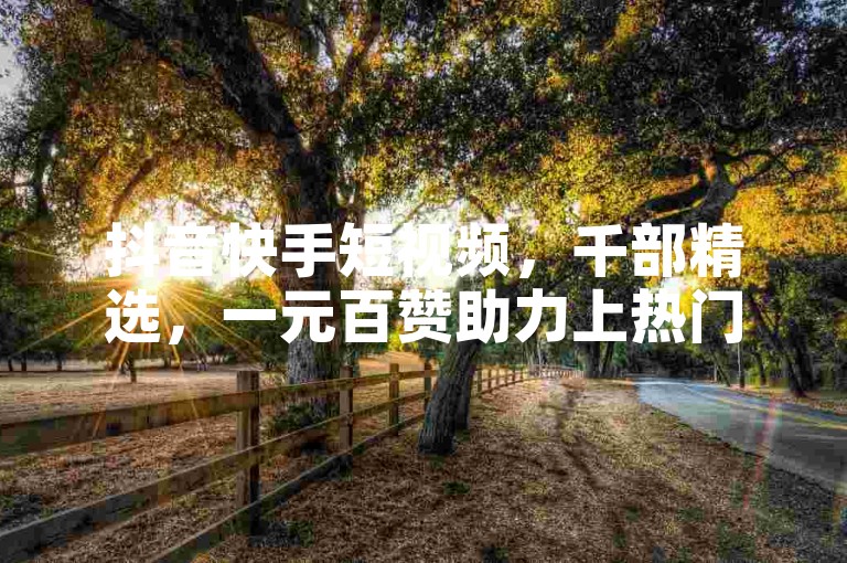 抖音快手短视频，千部精选，一元百赞助力上热门。