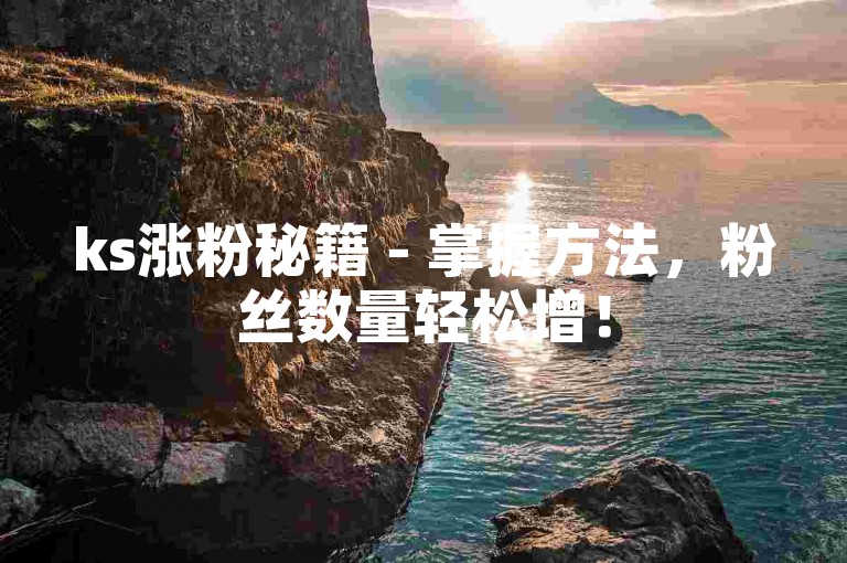 ks涨粉秘籍 - 掌握方法，粉丝数量轻松增！
