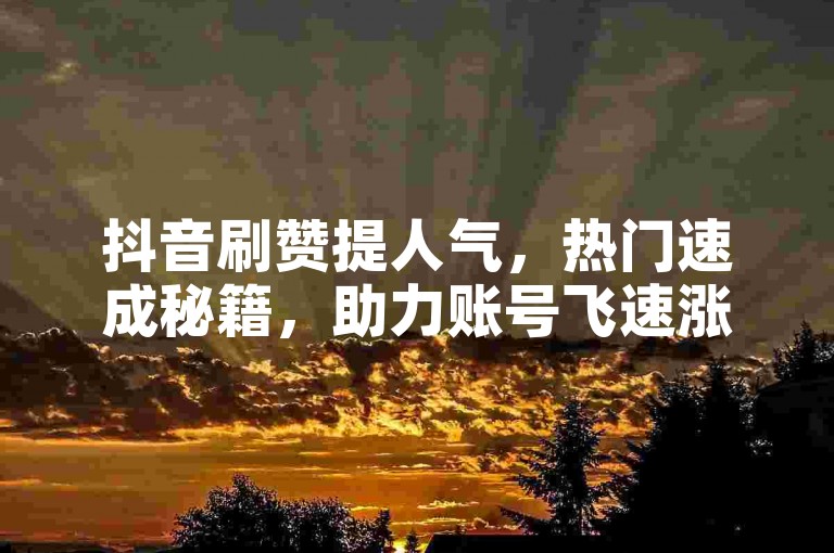 抖音刷赞提人气，热门速成秘籍，助力账号飞速涨粉。