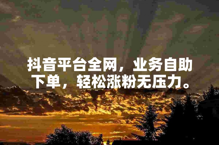 抖音平台全网，业务自助下单，轻松涨粉无压力。