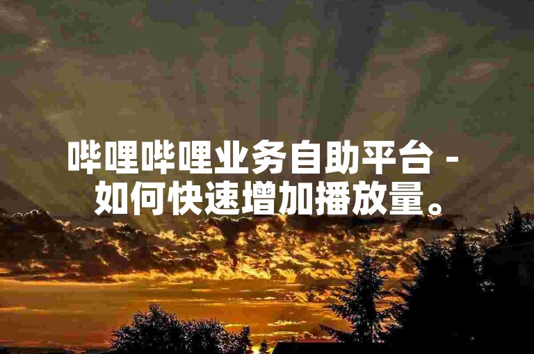 哔哩哔哩业务自助平台 - 如何快速增加播放量。