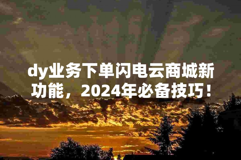 dy业务下单闪电云商城新功能，2024年必备技巧！