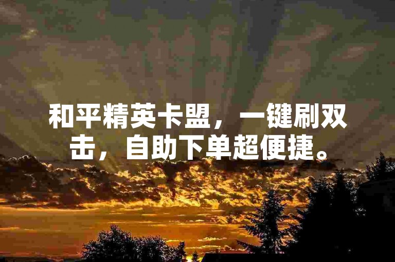 和平精英卡盟，一键刷双击，自助下单超便捷。