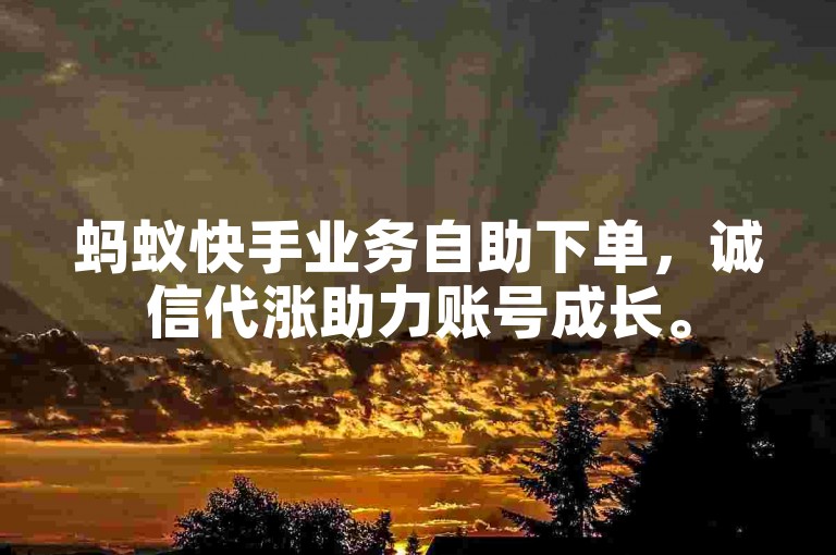 蚂蚁快手业务自助下单，诚信代涨助力账号成长。
