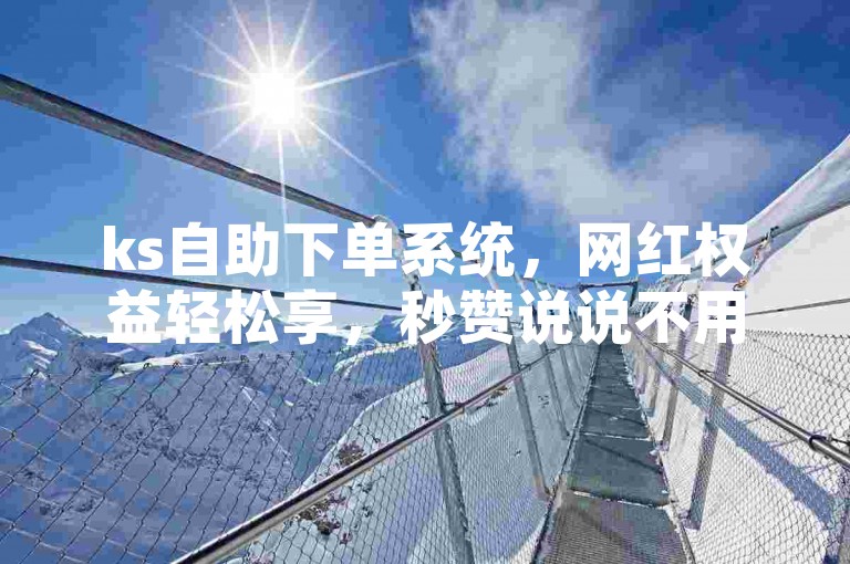 ks自助下单系统，网红权益轻松享，秒赞说说不用愁。