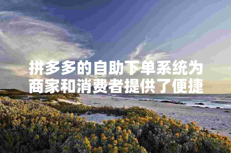 拼多多的自助下单系统为商家和消费者提供了便捷的在线交易服务。