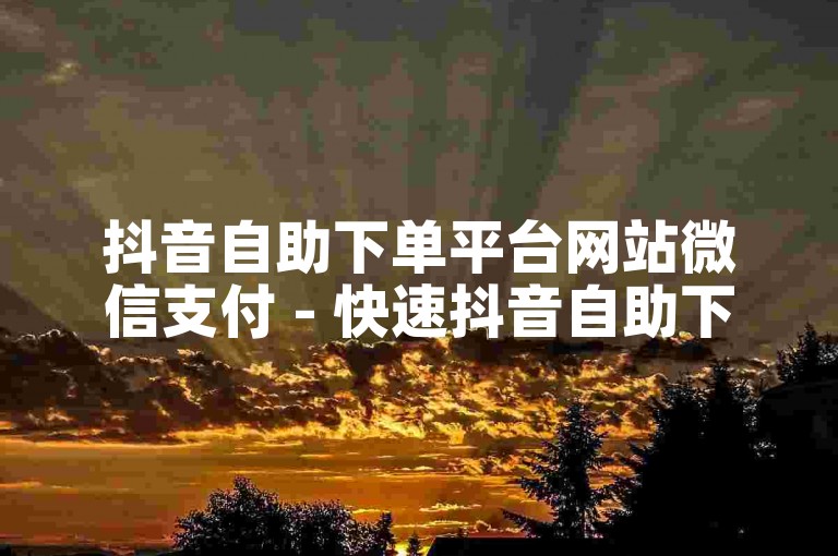 抖音自助下单平台网站微信支付 - 快速抖音自助下单平台卡盟。