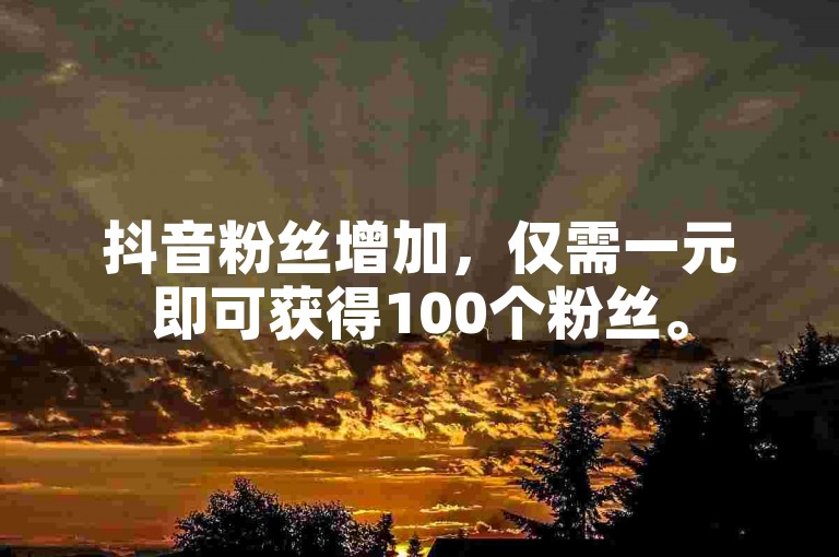 抖音粉丝增加，仅需一元即可获得100个粉丝。