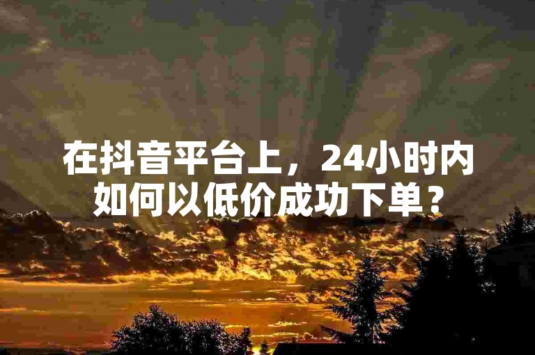 在抖音平台上，24小时内如何以低价成功下单？