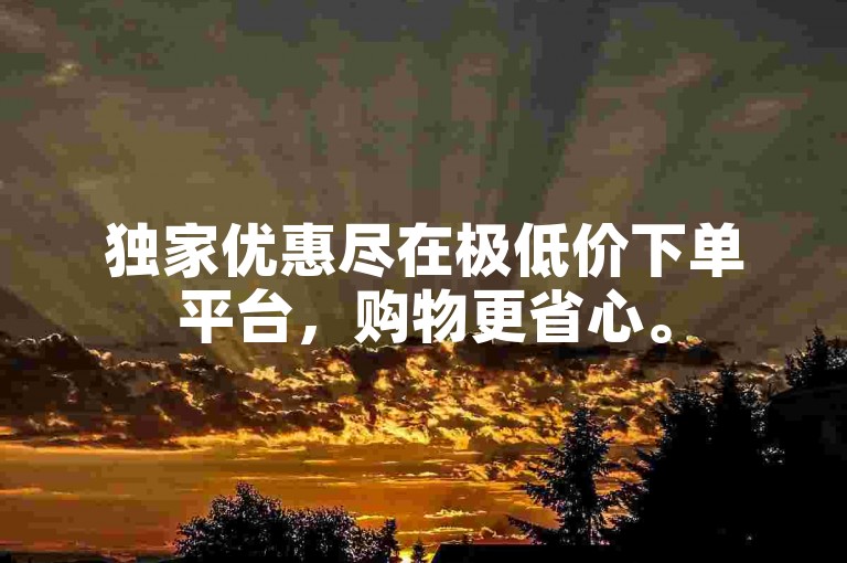 独家优惠尽在极低价下单平台，购物更省心。