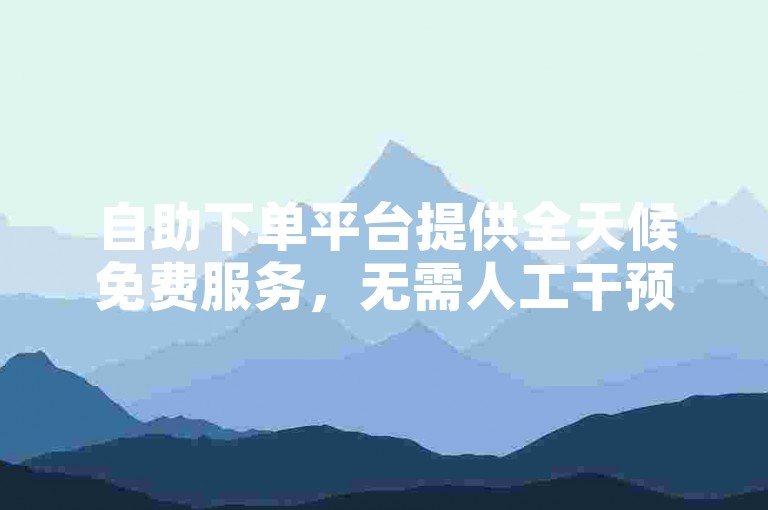 自助下单平台提供全天候免费服务，无需人工干预。