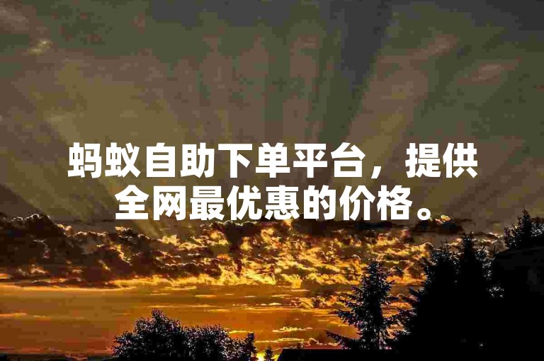 蚂蚁自助下单平台，提供全网最优惠的价格。