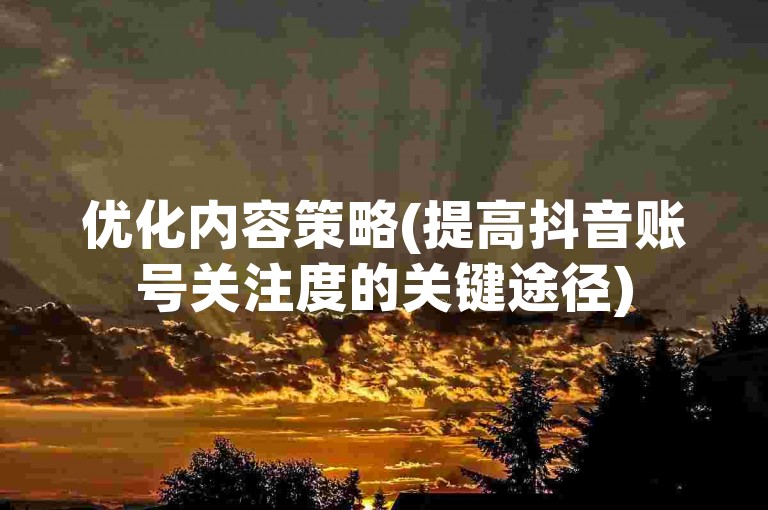 优化内容策略(提高抖音账号关注度的关键途径)