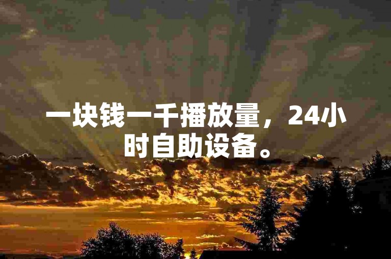 一块钱一千播放量，24小时自助设备。
