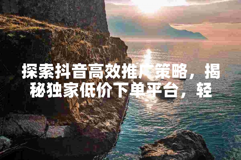 探索抖音高效推广策略，揭秘独家低价下单平台，轻松提升视频曝光度。