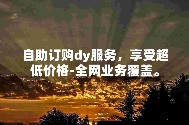 自助订购dy服务，享受超低价格-全网业务覆盖。