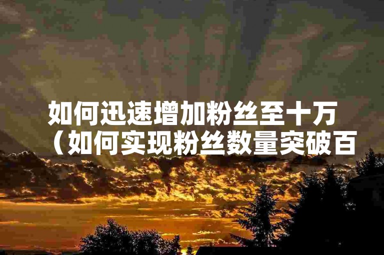 如何迅速增加粉丝至十万（如何实现粉丝数量突破百万）