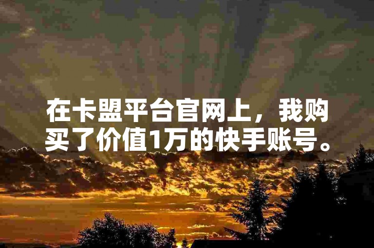在卡盟平台官网上，我购买了价值1万的快手账号。
