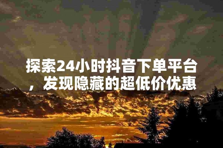 探索24小时抖音下单平台，发现隐藏的超低价优惠！