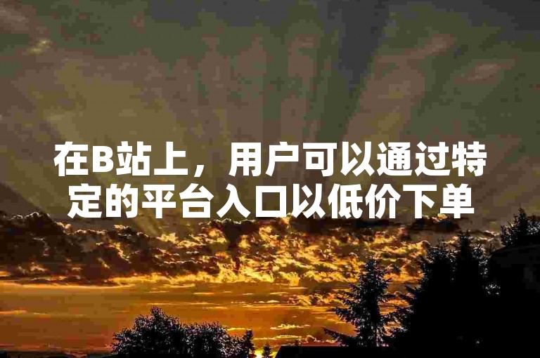 在B站上，用户可以通过特定的平台入口以低价下单购买商品。