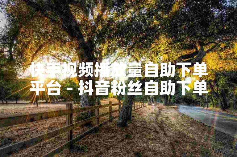 快手视频播放量自助下单平台 - 抖音粉丝自助下单网站实惠