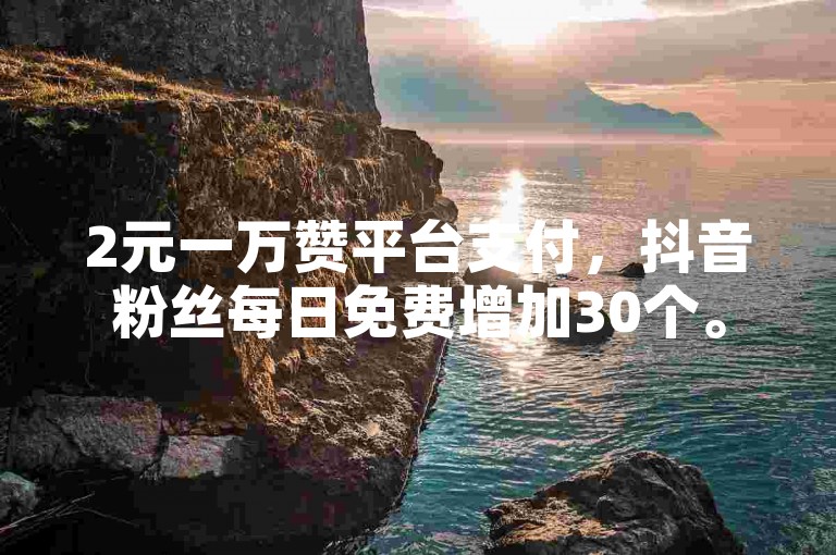 2元一万赞平台支付，抖音粉丝每日免费增加30个。