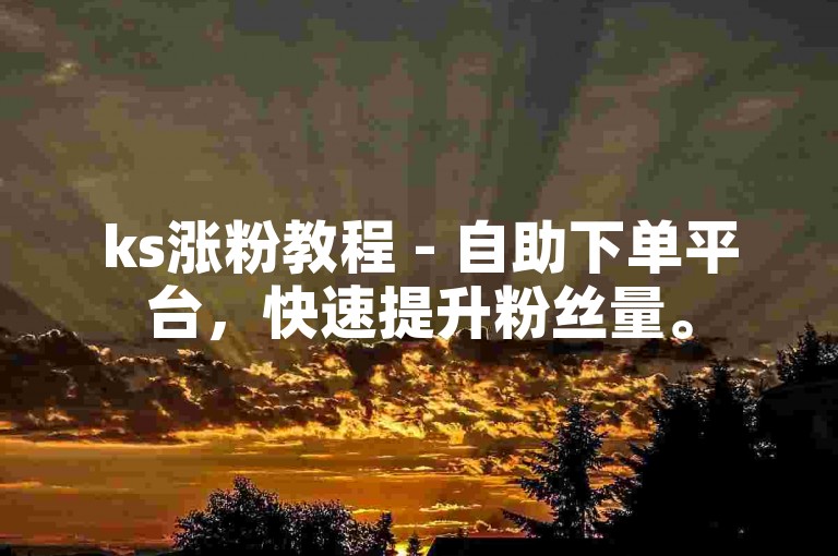 ks涨粉教程 - 自助下单平台，快速提升粉丝量。