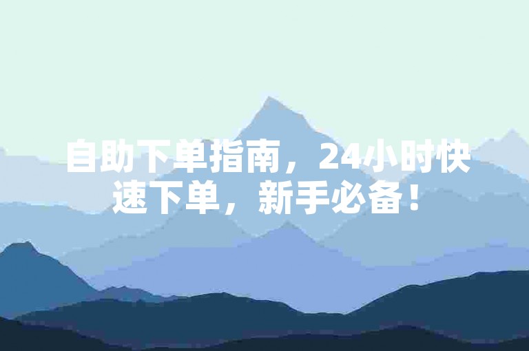 自助下单指南，24小时快速下单，新手必备！