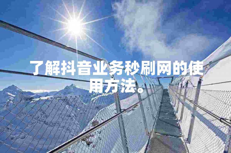 了解抖音业务秒刷网的使用方法。