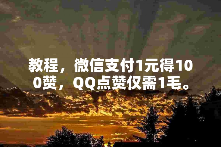 教程，微信支付1元得100赞，QQ点赞仅需1毛。