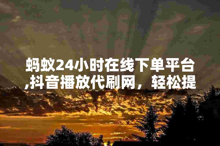 蚂蚁24小时在线下单平台,抖音播放代刷网，轻松提升曝光。