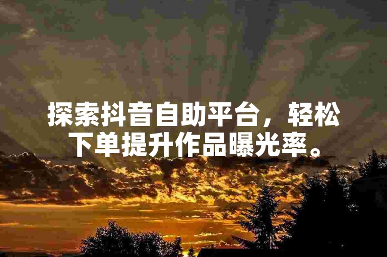 探索抖音自助平台，轻松下单提升作品曝光率。