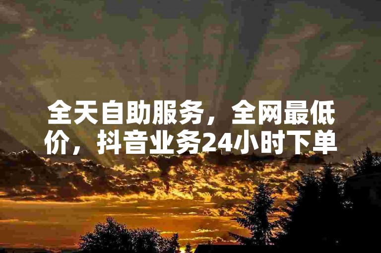 全天自助服务，全网最低价，抖音业务24小时下单平台。