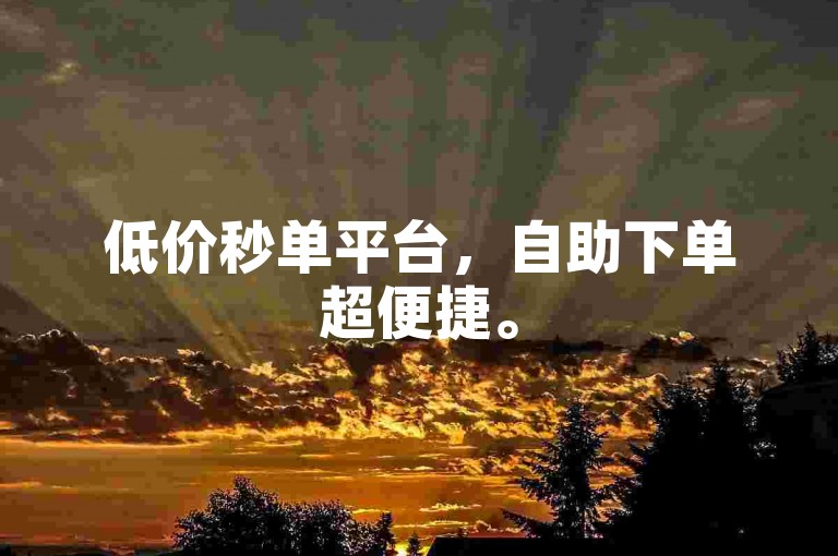 低价秒单平台，自助下单超便捷。