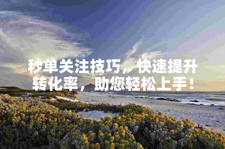 秒单关注技巧，快速提升转化率，助您轻松上手！