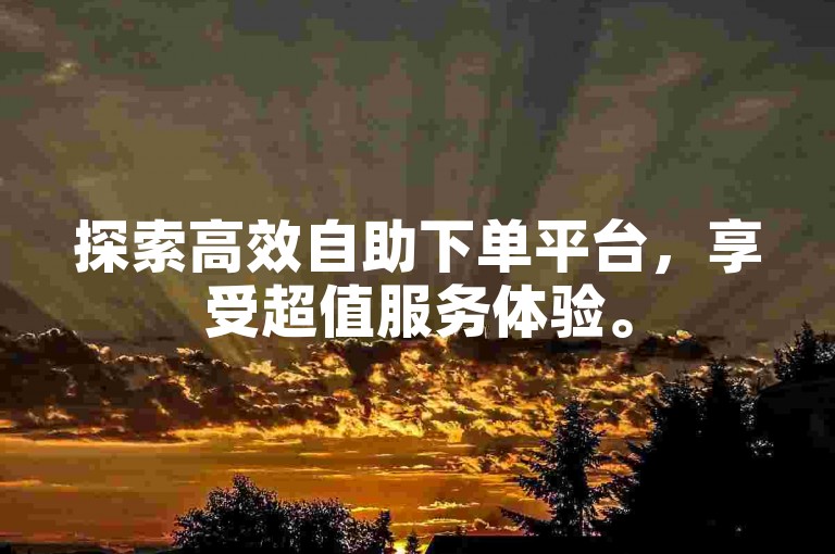 探索高效自助下单平台，享受超值服务体验。