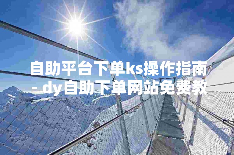 自助平台下单ks操作指南 - dy自助下单网站免费教程