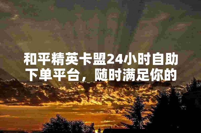 和平精英卡盟24小时自助下单平台，随时满足你的需求。