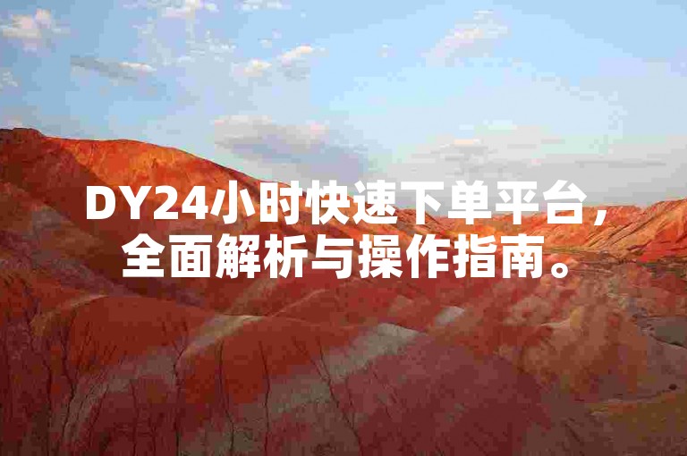 DY24小时快速下单平台，全面解析与操作指南。