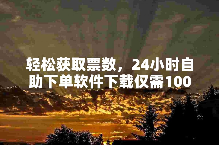 轻松获取票数，24小时自助下单软件下载仅需100元。