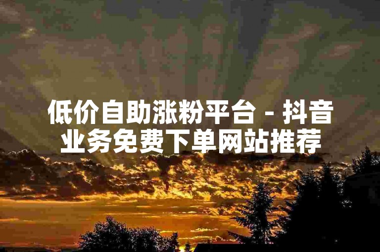 低价自助涨粉平台 - 抖音业务免费下单网站推荐